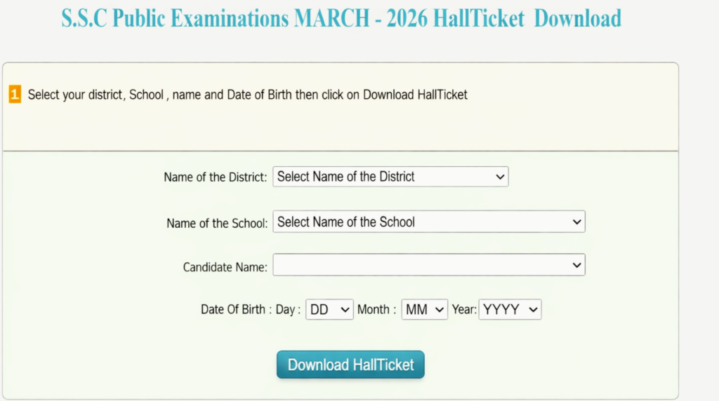 AP SSC Hall Tickets 2026 Download at bse.ap.gov.in